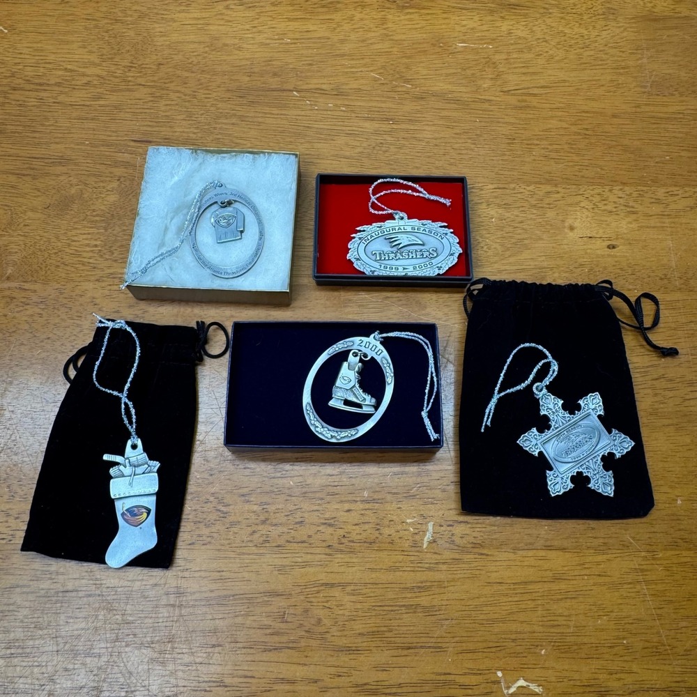 Atlanta Thrashers Pewter Holiday Ornaments Lot 5 Inaugural Season 1999-2004 NHL